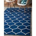 Navy Blue Trellis Frieze Rug 5x8