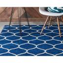 Navy Blue Trellis Frieze Rug 5x8