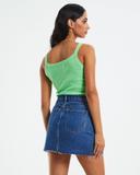 Neuw Women's Frenchie Rib Singlet Top Apple Green, Size Medium