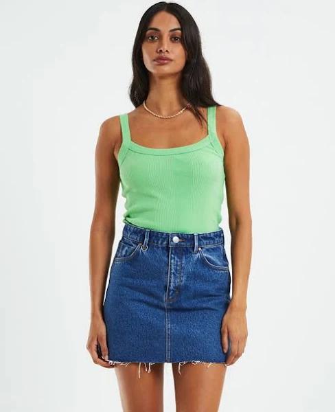 Neuw Women's Frenchie Rib Singlet Top Apple Green, Size Small