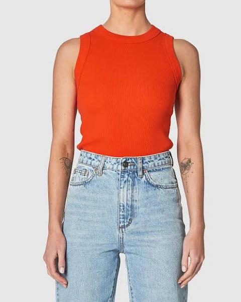 Neuw Womens Jonesy Singlet Campari Orange Size XS