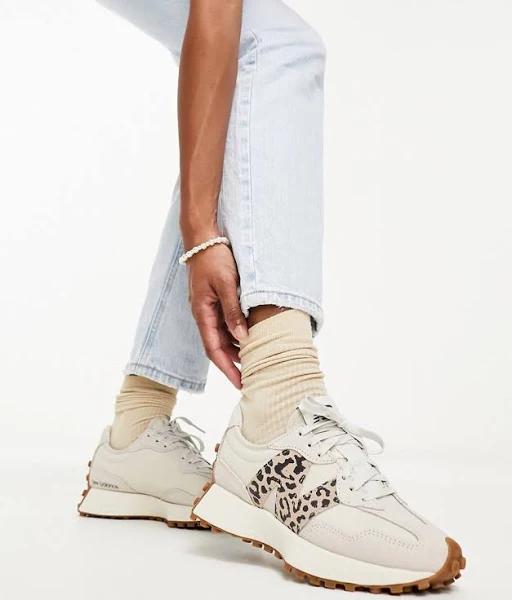 New Balance 327 Animal Sneakers in Off White and Leopard