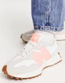 New Balance 327 Sneakers in Cream and Pink-White