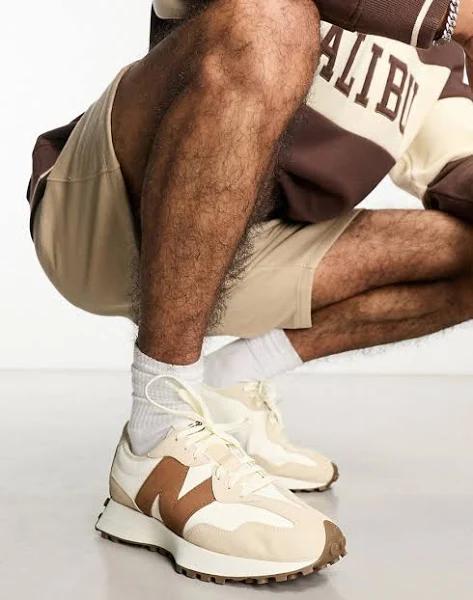 New Balance 327 Sneakers in Off White & Brown