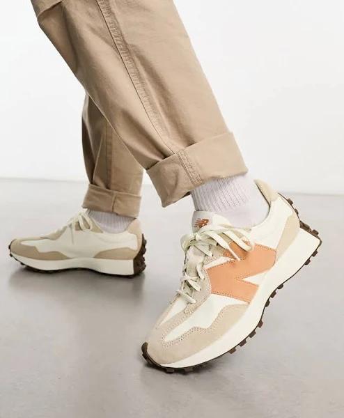 New Balance 327 Sneakers in Off White & Tan