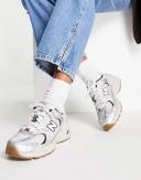 New Balance 530 Trainers in White and Burgundy - Exclusive to ASOS