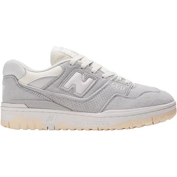 New Balance 550 Grey Suede Shoes - Size 15 - Rain Cloud / Sea Salt / White
