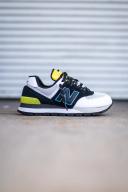 New Balance 574 Black Helium - Size 10.5 D - Grey/Yellow