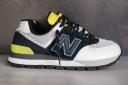 New Balance 574 Black Helium - Size 10.5 D - Grey/Yellow
