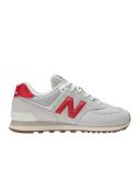 New Balance 574 - Size 8.5 D - Light Grey/Red