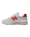 New Balance 574 - Size 8.5 D - Light Grey/Red