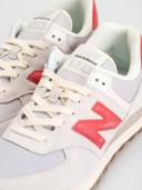 New Balance 574 - Size 8.5 D - Light Grey/Red