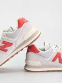 New Balance 574 - Size 8.5 D - Light Grey/Red