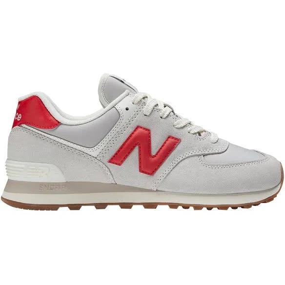 New Balance 574 - Size 8.5 D - Light Grey/Red