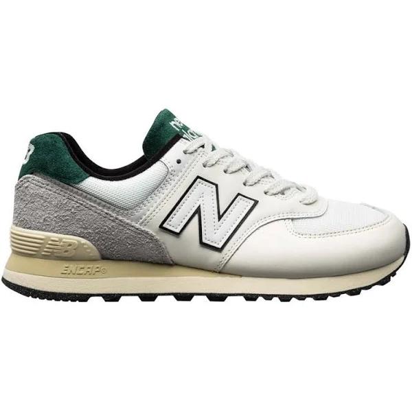 New Balance 574 Sneakers in Off White and Dark Green
