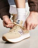New Balance 574+ Sneakers in Tan and leopard-Brown
