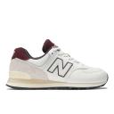 New Balance 574 Trainers in White and Burgundy