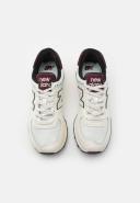 New Balance 574 Trainers in White and Burgundy