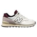New Balance 574 Trainers in White and Burgundy