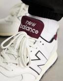 New Balance 574 Trainers in White and Burgundy