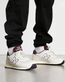 New Balance 574 Trainers in White and Burgundy