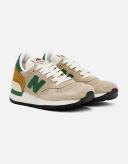 New Balance Beige & Green Made in USA 990 Sneakers