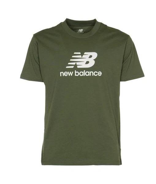 New Balance Essentials Stacked Logo Cotton Short Sleeve T-Shirt Green XL Man