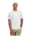 New Balance Essentials Stacked Logo Cotton Short Sleeve T-Shirt Grey White - M