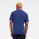 New Balance Essentials Stacked Logo Cotton Short Sleeve T-Shirt Navy Blue White - L