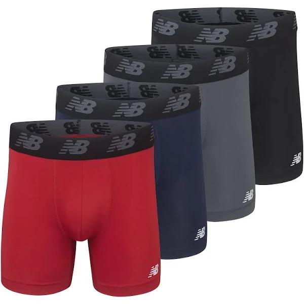 New Balance Men's Big and Tall Performance 5" No Fly Boxer Brief, 4-Pack