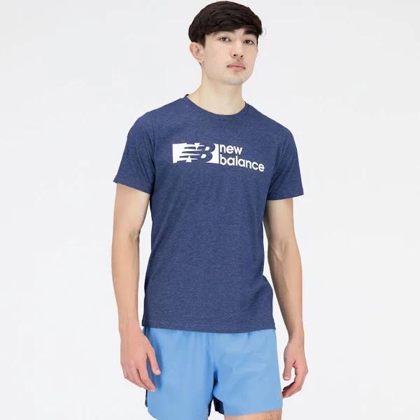 New Balance Men's Graphic Heathertech Tee NB Navy - Size 2XL