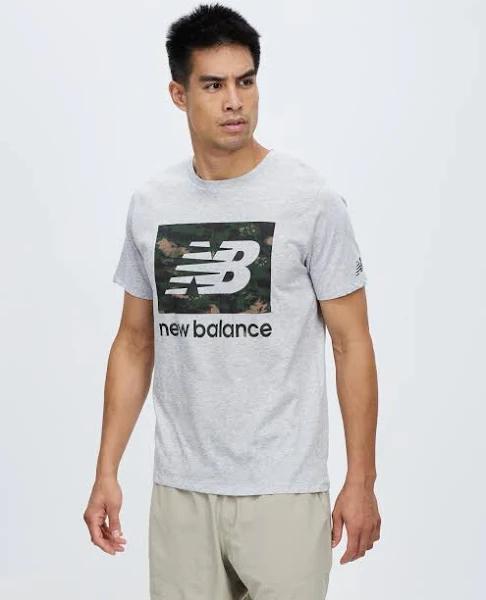 New Balance - Men's Grey Printed T-shirts - Graphic Heathertech Tee - Size M at The Iconic