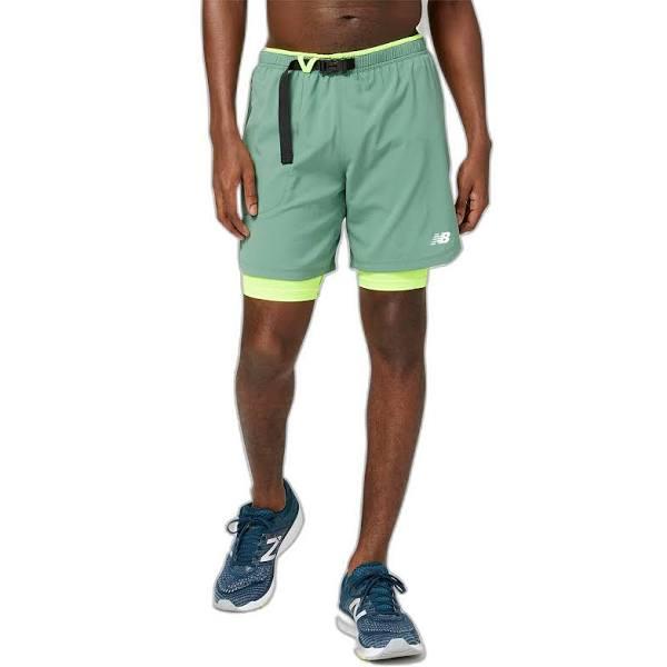 New Balance Men's Impact Run at 7 Inch 2 in 1 Short Jade - Size 2XL