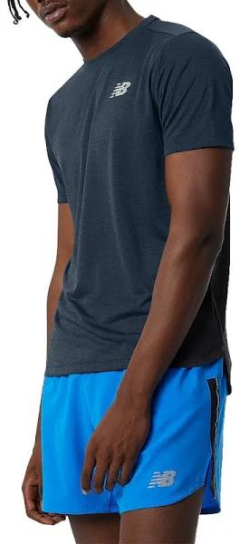 New Balance Men's Impact Run Short Sleeve Natural Indigo Heather - Size L