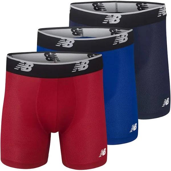 New Balance Men's Mesh 5" No Fly Boxer Brief, Athletic Compression Underwear (3-Pack)