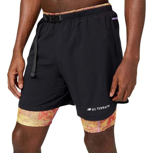 New Balance Mens Impact Run at 7 Inch 2-in-1 Shorts Purple XL