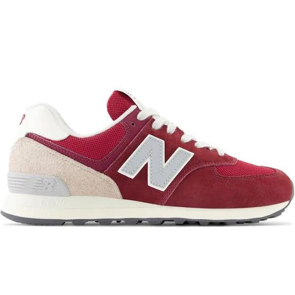New Balance Unisex 574 Classic Crimson/Mindful Grey/Silver Metallic - Size 6