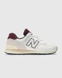 New Balance Unisex 574 White/Burgundy - Size 13