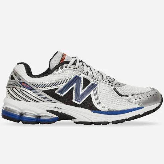 New Balance White & Blue 860v2 Sneakers