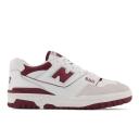 New Balance White & Burgundy 550 Sneakers