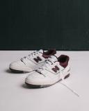 New Balance White & Burgundy 550 Sneakers