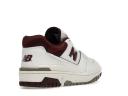New Balance White & Burgundy 550 Sneakers