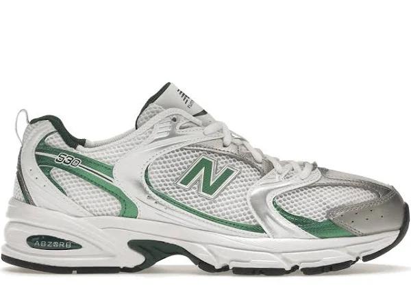 New Balance White & Green 530 Sneakers