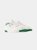 New Balance White & Green 550 Sneakers