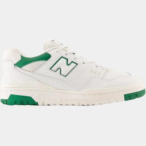 New Balance White & Green 550 Sneakers