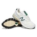 New Balance White & Green Made in USA 990v4 Sneakers