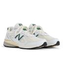New Balance White & Green Made in USA 990v4 Sneakers