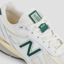 New Balance White & Green Made in USA 990v4 Sneakers
