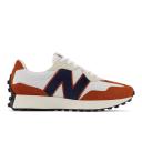 New Balance White & Orange 327 Sneakers