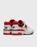New Balance White & Red 550 Sneakers